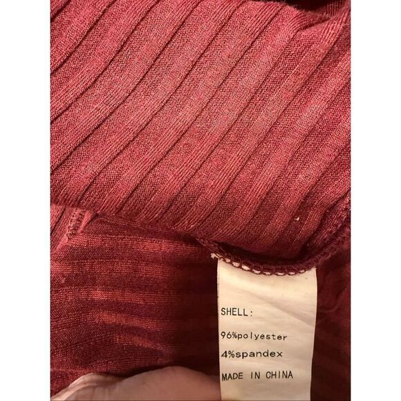 Ribbed Tie Front Midi Dress Burgundy Size Small - Picture 5 of 6